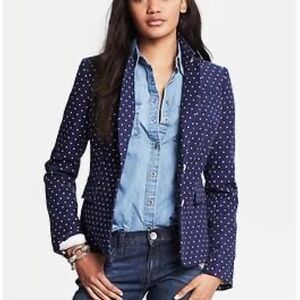 Banana Republic Navy Blue Polkadot Blazer Jacket Notch Collar Career Women 14